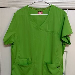 Green V-Neck Scrub Top